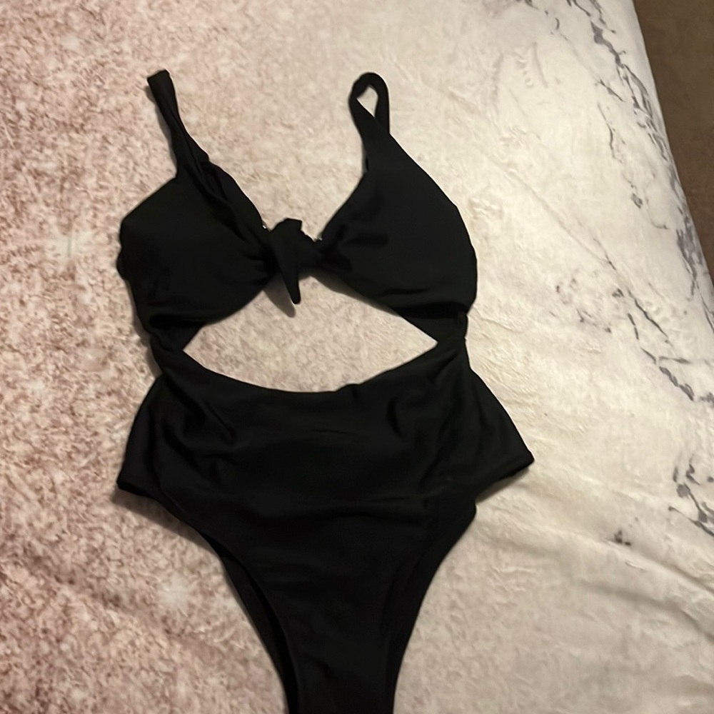Black one piece bathing suit